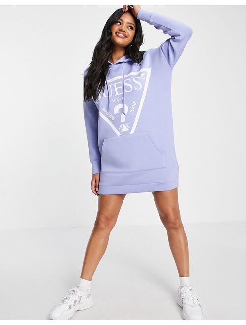 Guess logo hoodie dress in lilac