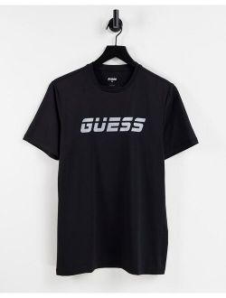 active t-shirt with silver logo in black