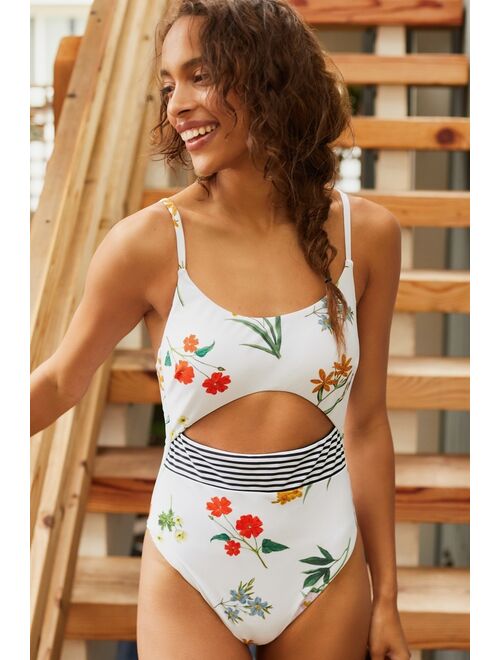 Anthropologie Floral Cut-Out One-Piece Swimsuit