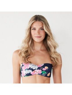 Reversible Bust-Enhancer Twist Bandeau Bikini Swim Top