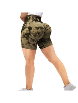 MOHUACHI High Waisted Workout Shorts for Women Ruched Butt Lifting Yoga Shorts Tummy Control Leggings