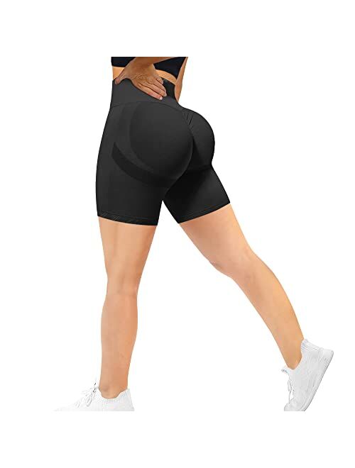 MOHUACHI High Waisted Workout Shorts for Women Ruched Butt Lifting Yoga Shorts Tummy Control Leggings
