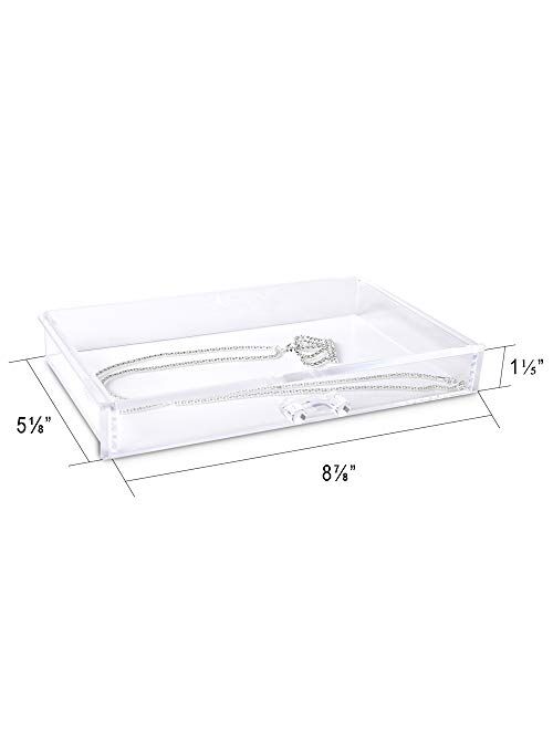 Frebeauty Extra Large Acrylic Jewelry Box for Women 5 Layers Clear Jewelry Organizer Velvet Earring Box with 5 Drawers Rings Display Case Necklaces Holder Tray for Women 