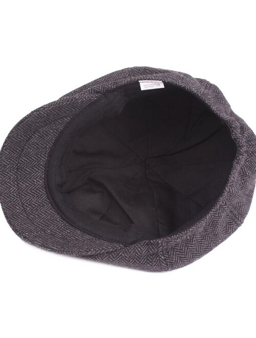 Winter Warm Felt Peaked Cap Male Casual Octagonal Hat Women Wool Beret Hat Man Newsboy Cap