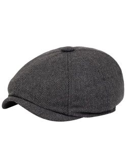 Wool Tweed Newsboy Cap Herringbone Men Women Gatsby Retro Hat Driver Flat Cap Octagonal Hat Brown Light Grey Dark Grey