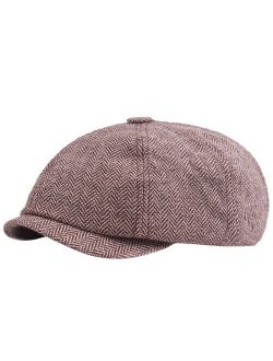 Beret Hats Herringbone Newsboy Baker Boy Tweed Flat Cap Mens Gatsby Hat Women Men A90405