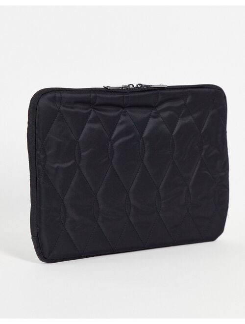 ASOS DESIGN 13 inch quilted laptop case in black
