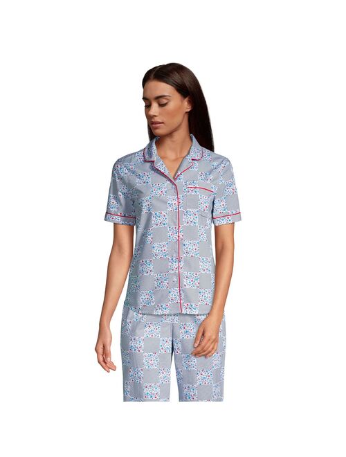 Petite Lands' End Short Sleeve Poplin Pajama Shirt