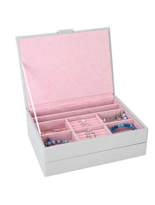 Jewellery Organizer Packaging 4 Layers PU Leather Ear Stud Storage Box Detachable Jewelry Organizer Case Jewelry Case Gift