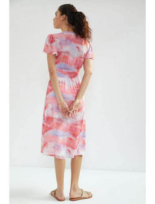 Anthropologie Cloth & Stone Watercolor Wrap Midi Dress