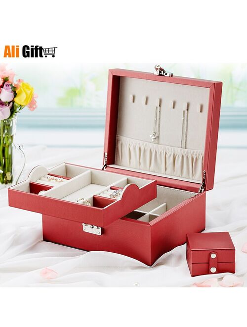 Princess European Korea Jewelry Box with Lock Jewelry Box Large Capacity Jewelry Box Upscale Jewelry Storage Box Gifts