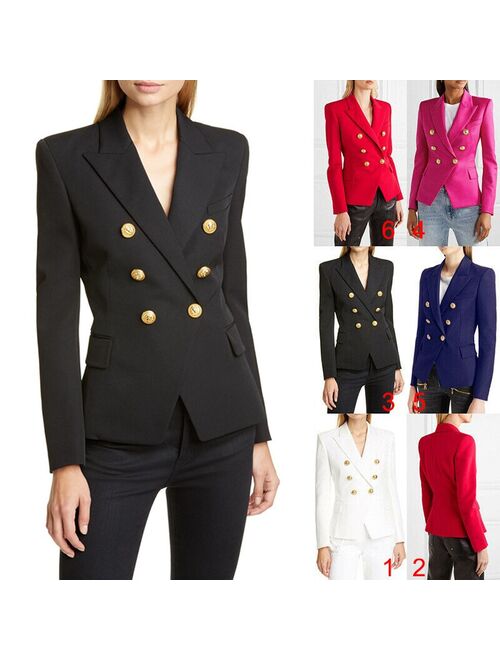 Fashion Women Autumn Winter Solid Color Button Tops Blazer Feminino Ladies Slim Suit Jackets Casual Blazer Outwear