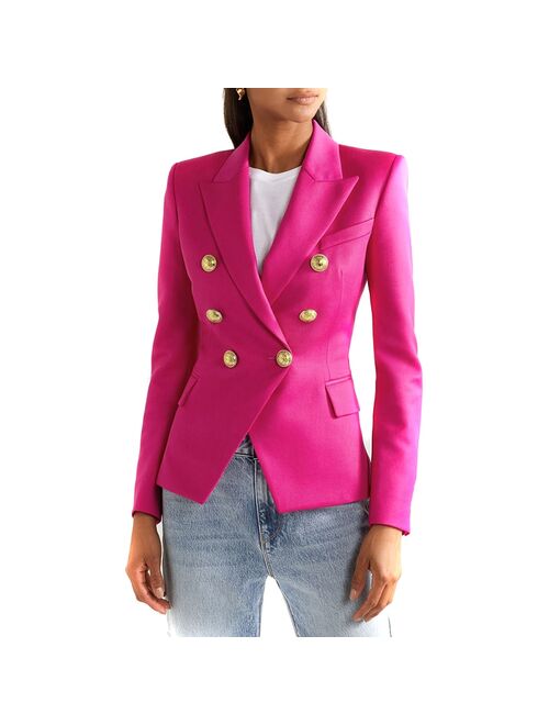 Fashion Women Autumn Winter Solid Color Button Tops Blazer Feminino Ladies Slim Suit Jackets Casual Blazer Outwear
