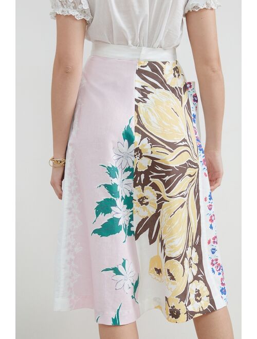 Anthropologie Floral Midi Skirt