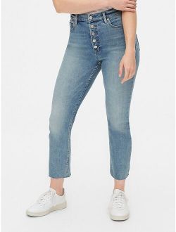 High Rise Button-Fly Cigarette Jeans with Secret Smoothing Pockets