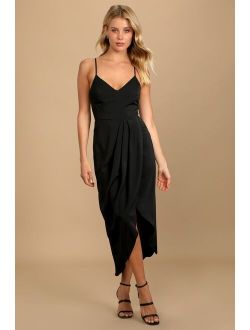 Reinette Black Valentine Midi Dress For Women