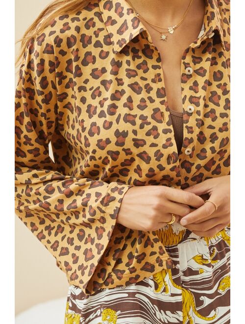 Anthropologie Leopard Pajama Top