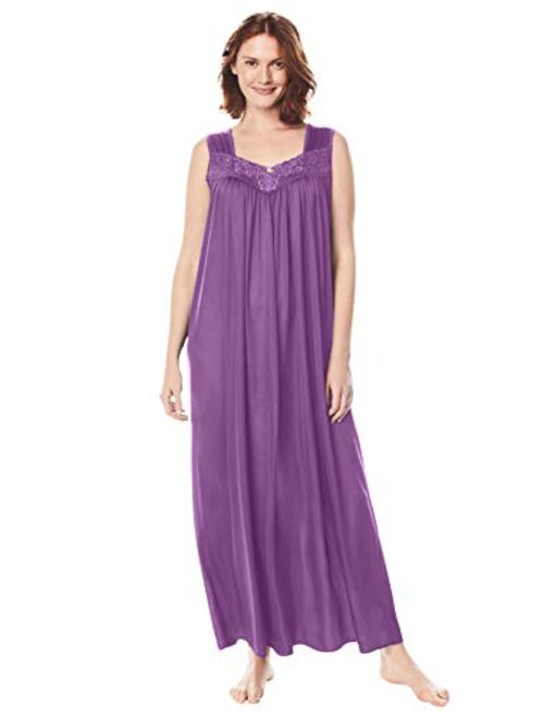 Only Necessities Women's Plus Size Long Tricot Knit Nightgown