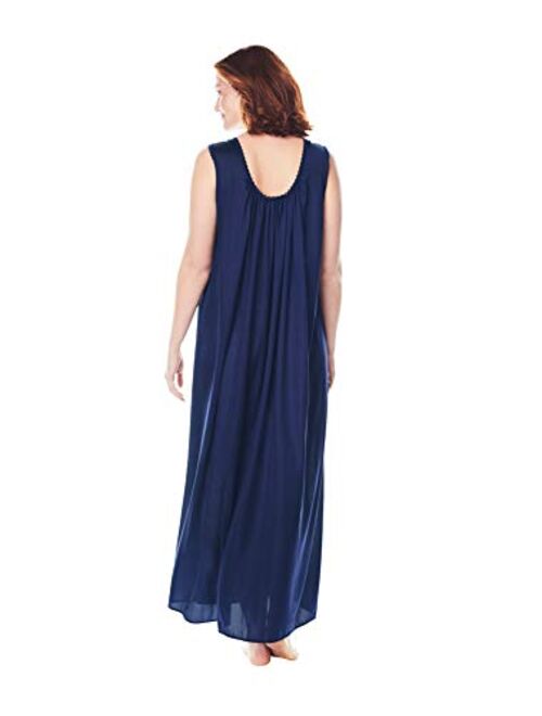 Only Necessities Women's Plus Size Long Tricot Knit Nightgown