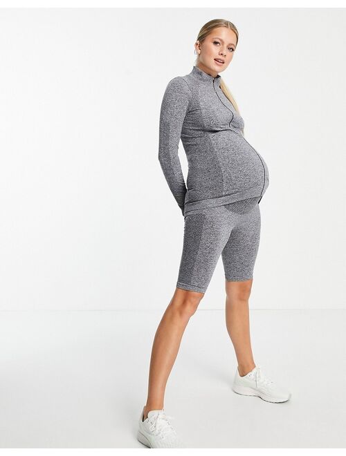 Mamalicious Maternity recycled blend active two tone jacket in gray - part of a set
