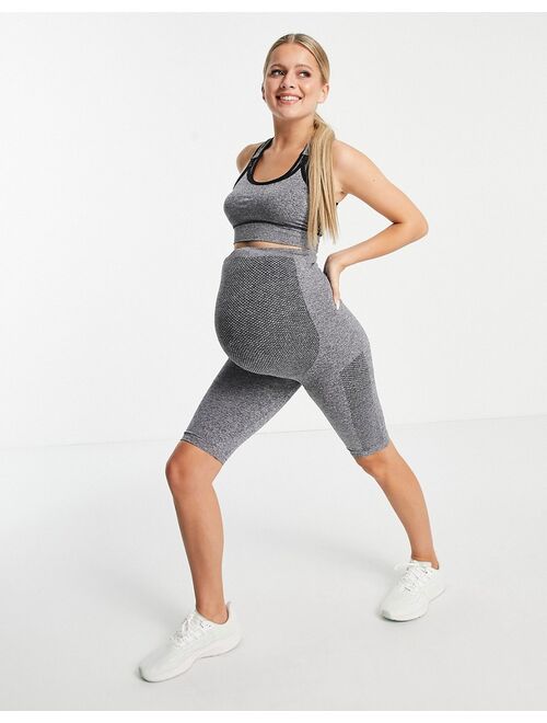 Mamalicious Maternity recycled blend active two tone sport bra in gray - part of a set