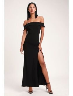 Aveline Black Off-the-Shoulder Maxi Dress