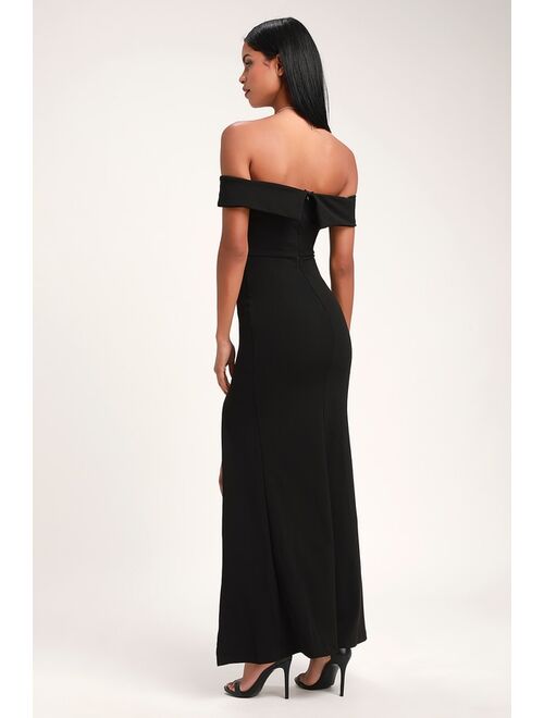 Lulus Aveline Black Off-the-Shoulder Maxi Dress