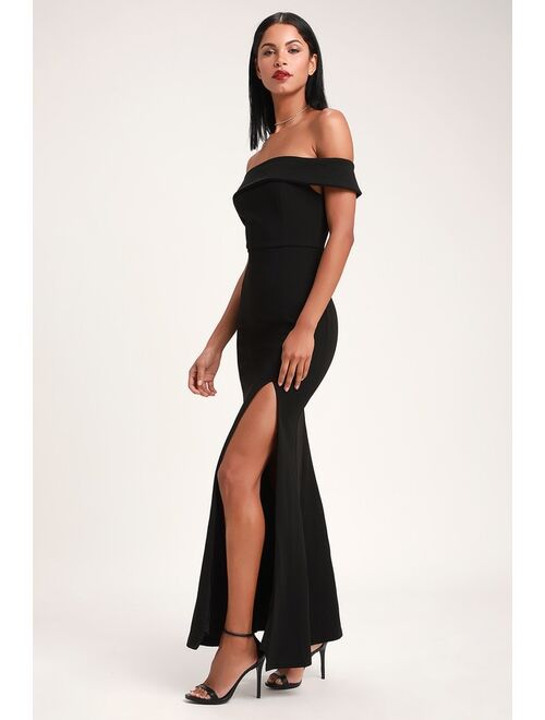 Lulus Aveline Black Off-the-Shoulder Maxi Dress