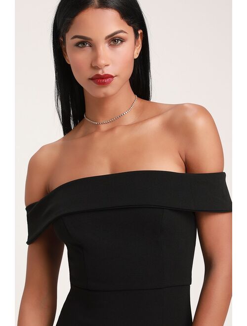 Lulus Aveline Black Off-the-Shoulder Maxi Dress