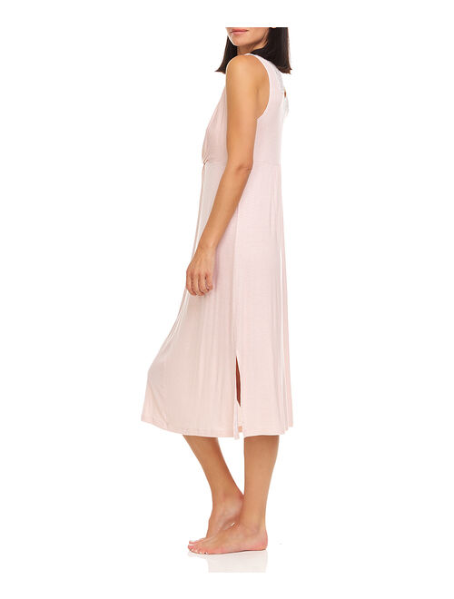 René Rofé Pink & White Abstract Lace-Trim Sleeveless Nightgown - Women