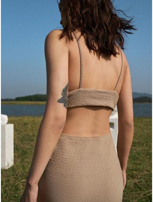 SHEIN Cutout Solid Split Hem Dress