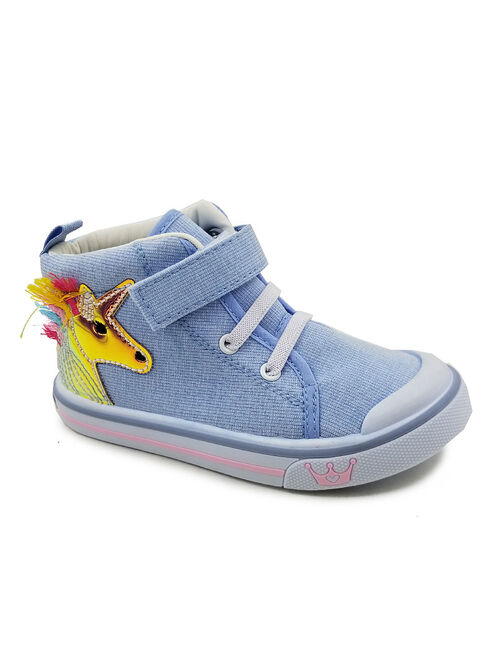 Chulis Footwear Blue & Yellow Unicorn Mila Hi-Top Sneaker - Girls
