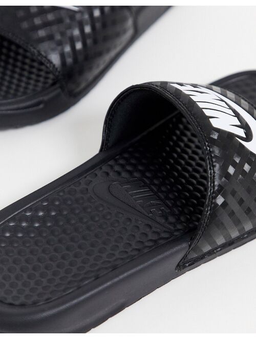 Nike Black And White Benassi Sliders