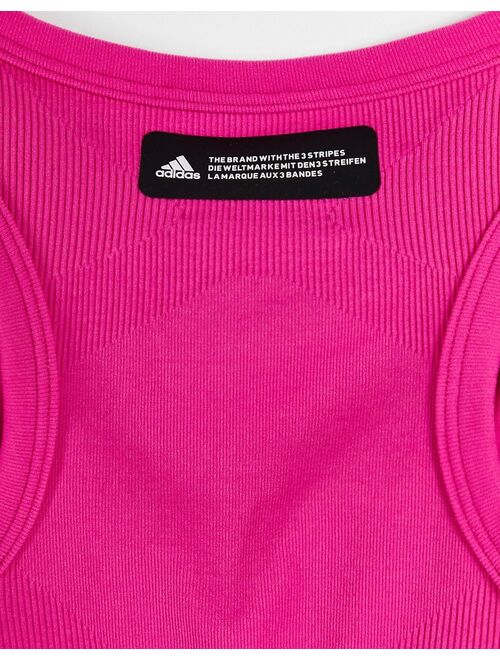 Adidas Training Plus Sculpt seamless light support sports bra in pink