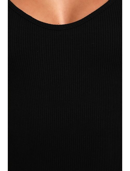 Lulus Simply Sultry Black Ribbed Bodycon Mini Dress