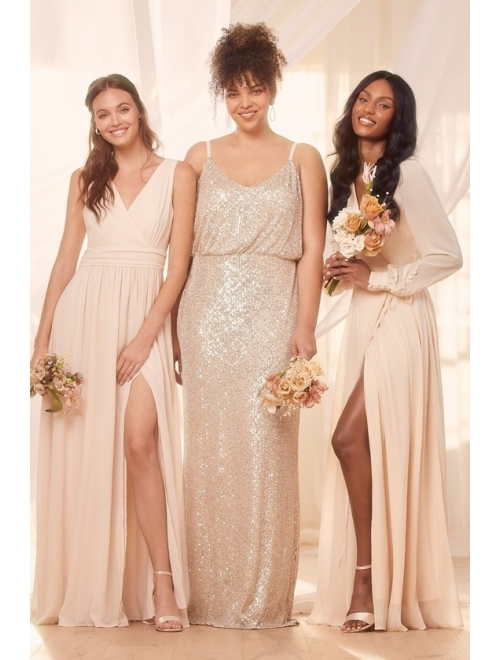 Lulus Thoughts of Hue Gardenia Surplice Maxi Dress