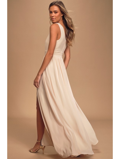 Lulus Thoughts of Hue Gardenia Surplice Maxi Dress