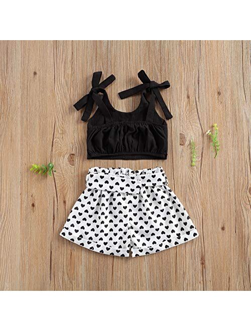 Toddler Baby Girls Strap Crop Top+Belt Shorts Summer Outfit Clothing Set