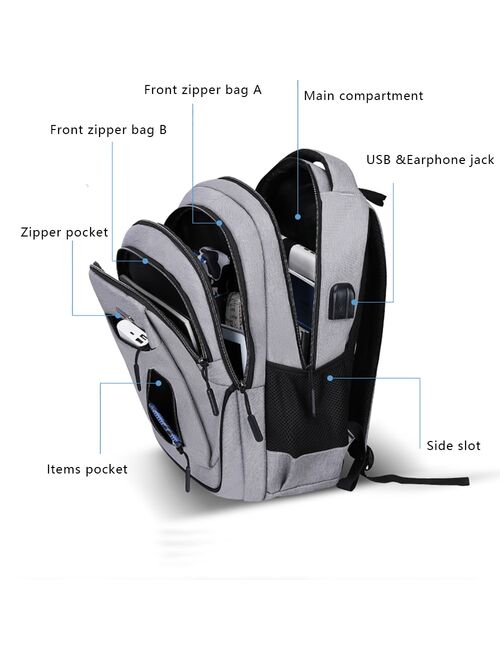Large Capacity Backpack Men Laptop Backpacks 15.6 Oxford Black Solid High School Bags Teen College Boy Gril Student Backpack