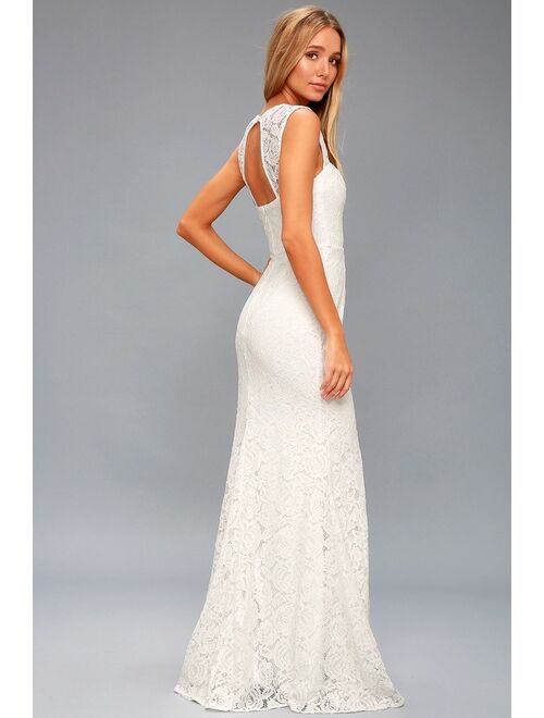 Lulus Rosetta White Lace Maxi Dress