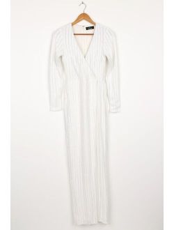 Love Lasts Forever White Sequin Long Sleeve Maxi Dress