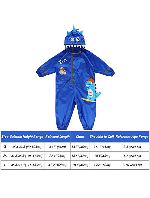 SSAWcasa One Piece Rain Suit Kids,Unisex Toddler Waterproof Rainsuit Rain Coat Coverall