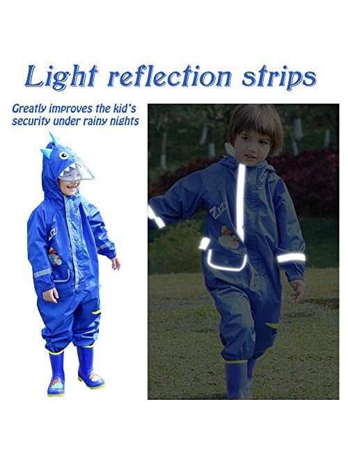 SSAWcasa One Piece Rain Suit Kids,Unisex Toddler Waterproof Rainsuit Rain Coat Coverall