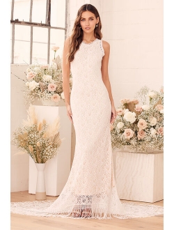 Love is an Adventure White Lace Backless Maxi Dress