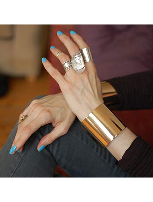 RIOSO 4 Pcs Cuff Bangle Bracelet for Women Open Wide Wire Bracelets Gold Wrist Cuff Wrap Bracelet