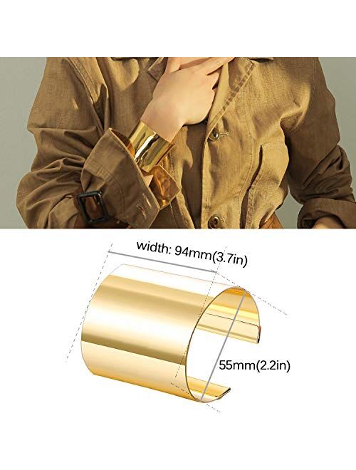 RIOSO 4 Pcs Cuff Bangle Bracelet for Women Open Wide Wire Bracelets Gold Wrist Cuff Wrap Bracelet