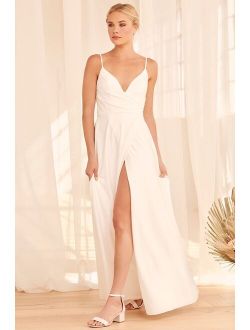 Choose Your Love White Surplice Sleeveless Maxi Dress
