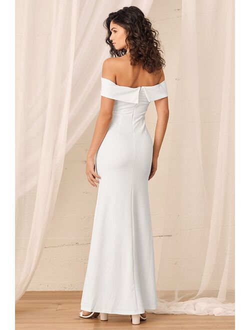 Lulus Song of Love White Off-the-Shoulder Maxi Dress