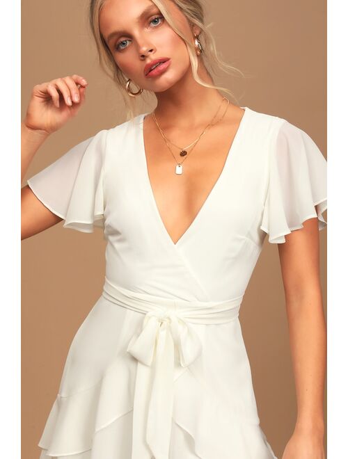 Lulus Sweet Like You White Ruffled Mini Dress