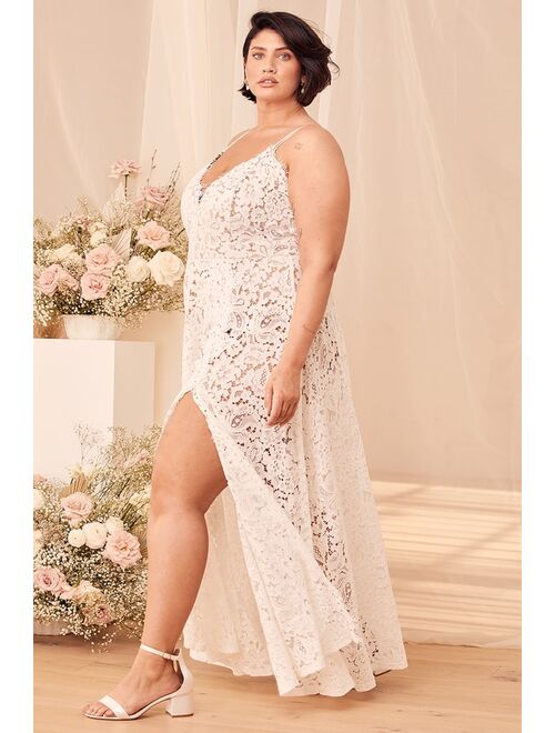 Lulus Love of Details White Lace Backless Maxi Dress